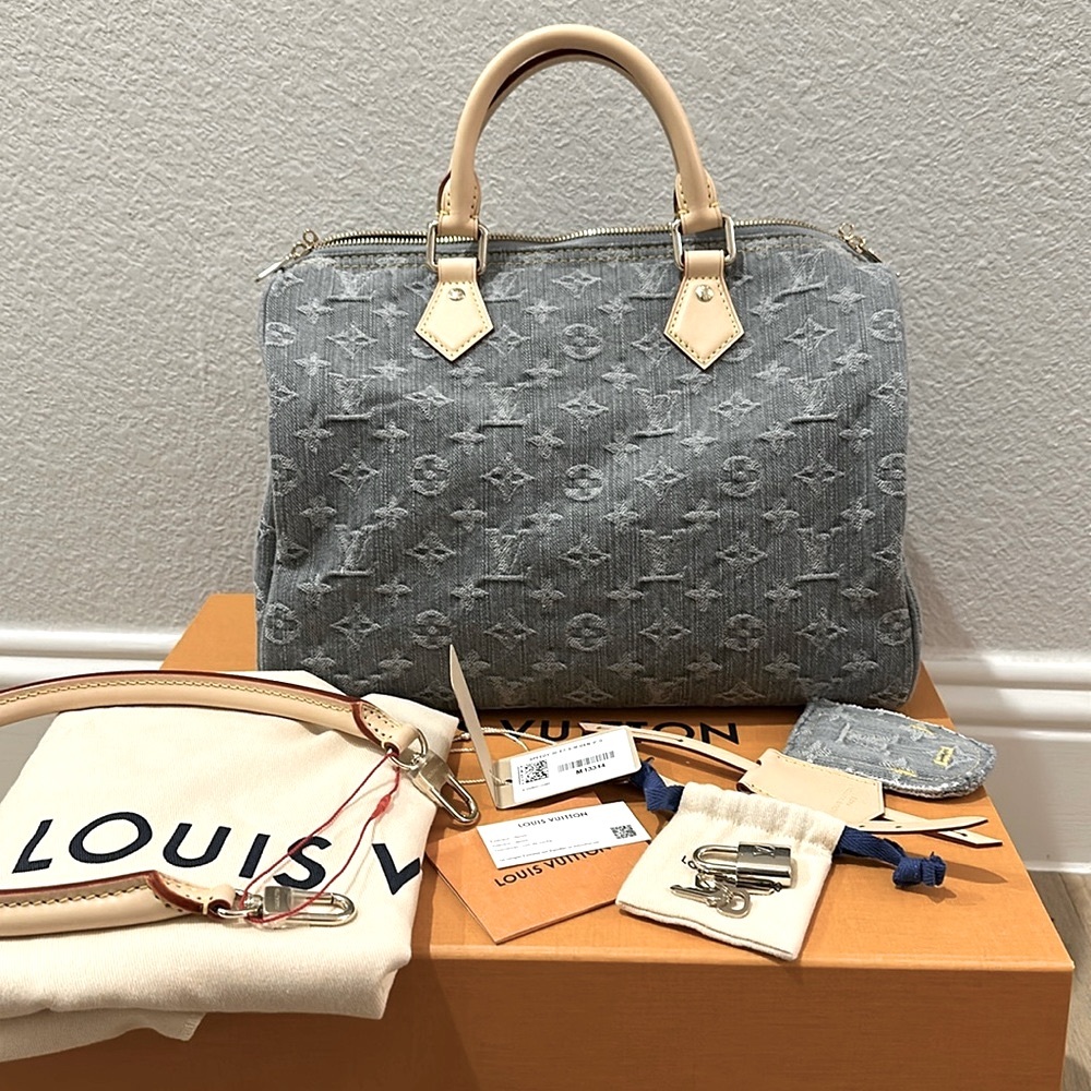 Louis Vuitton M13344 Nautical Speedy Soft 30 Boston Hand Bag Monogram Denim NEW